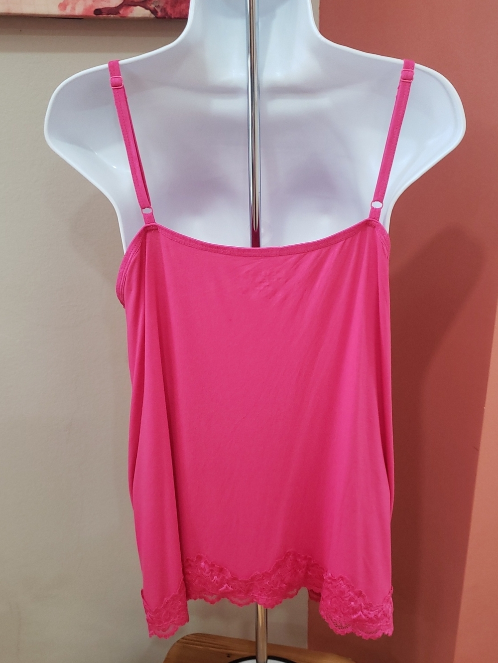 Lane Bryant Hot Pink Lace-Trim Cami, Size 26-28 - Picture 6 of 10